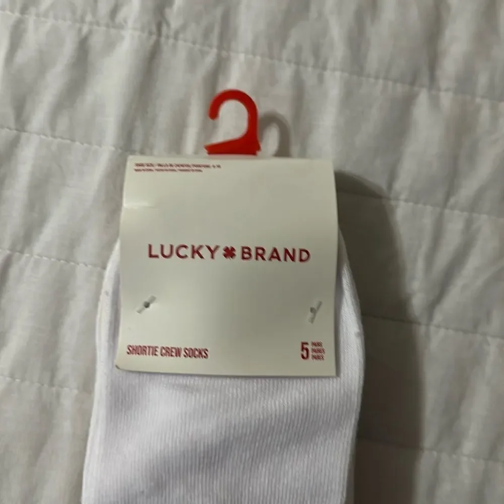 Lucky Brand Ladies 5 pk White Cream Tan Shortie Crew Socks
